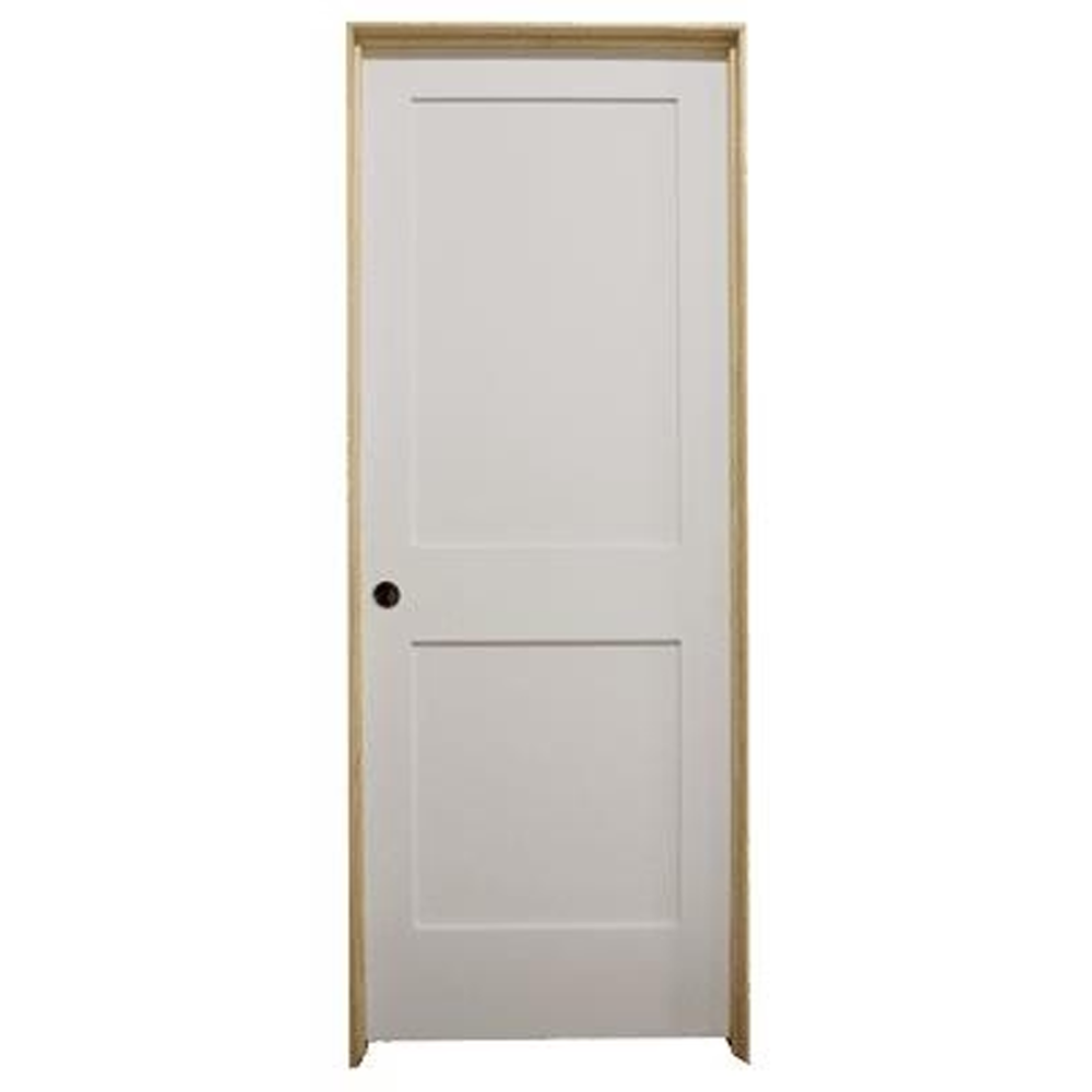 18 in x 80 in White 2-Panel Shaker Solid Core Primed MDF Prehung Interior Door